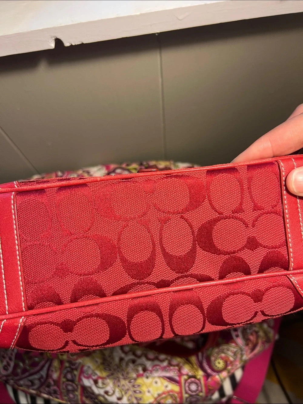 Vintage Coach Hamptons Clip Hobo – Red Signature C – Style 8K03